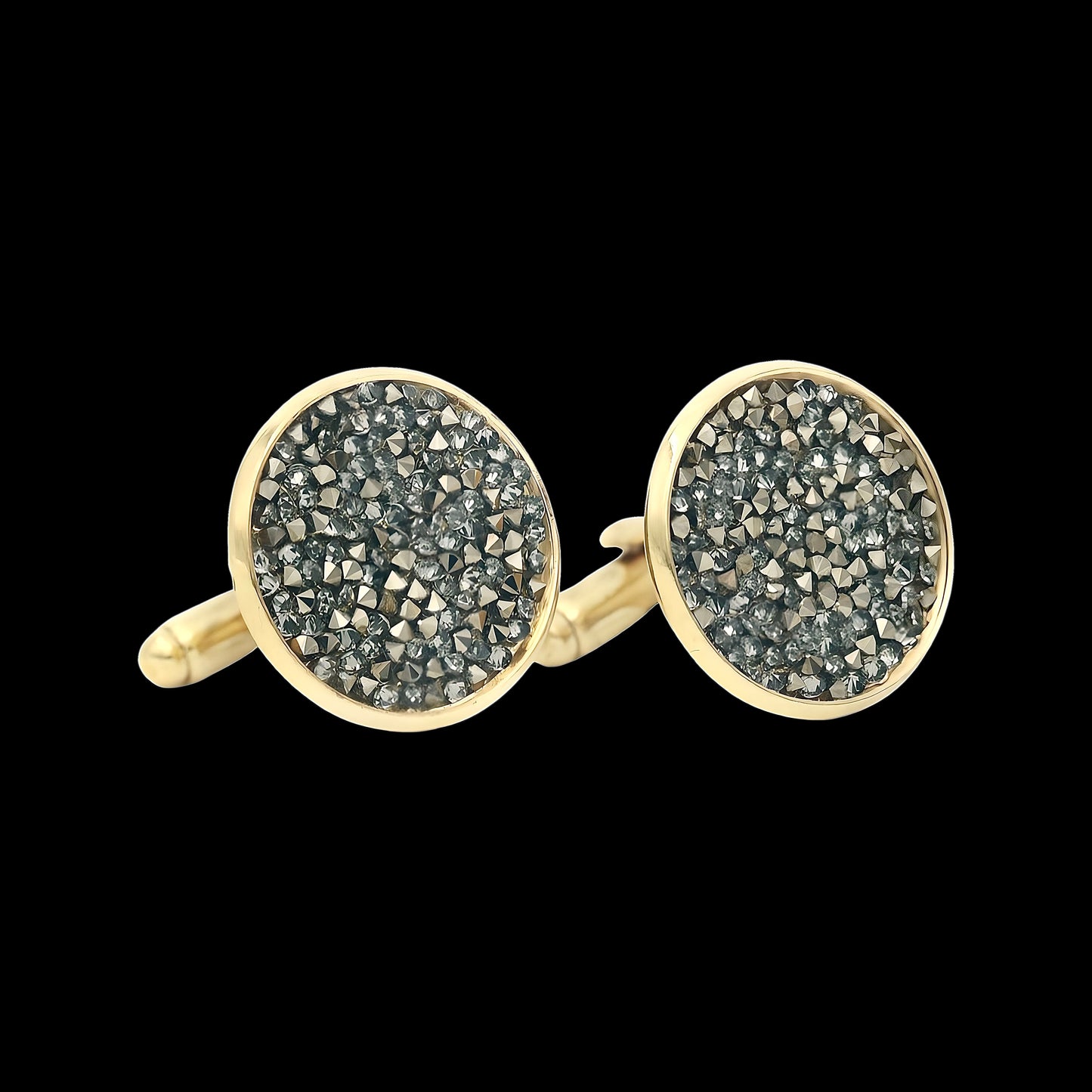 Light Golde & Chrome Crystal-Dust on a Black Background