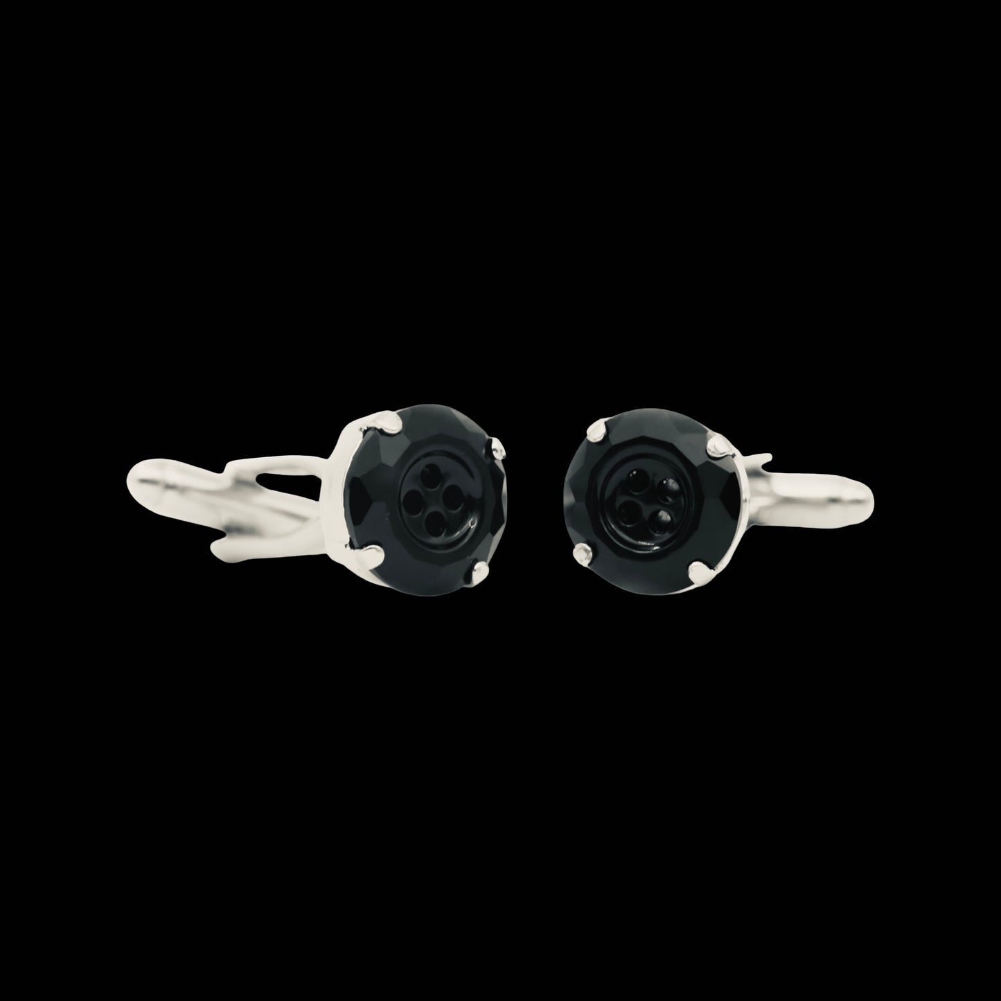 Black Button Crystal | White Gold Base