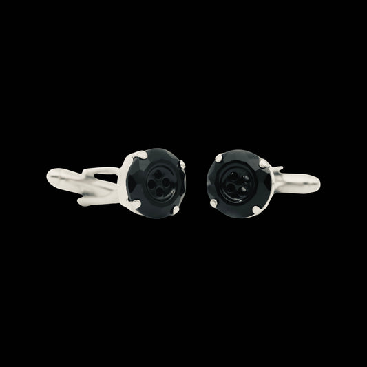 Black Button Crystal | White Gold Base